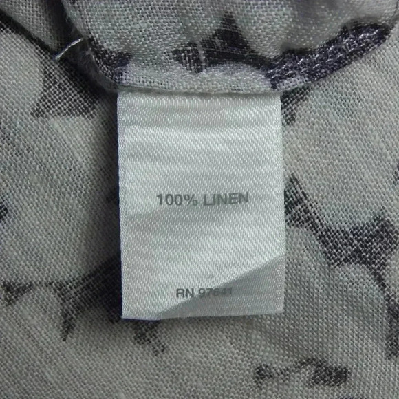 J. Jill Womens Size Large Off-White Gray Floral Love Linen Button Down Shirt - Picture 7 of 8